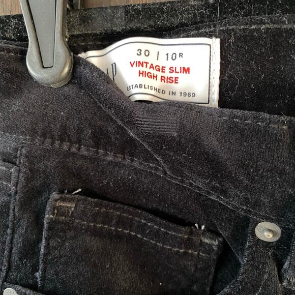 GAP Black Velvet Vintage Slim High Rise Pants Size 30 - Picture 2 of 5